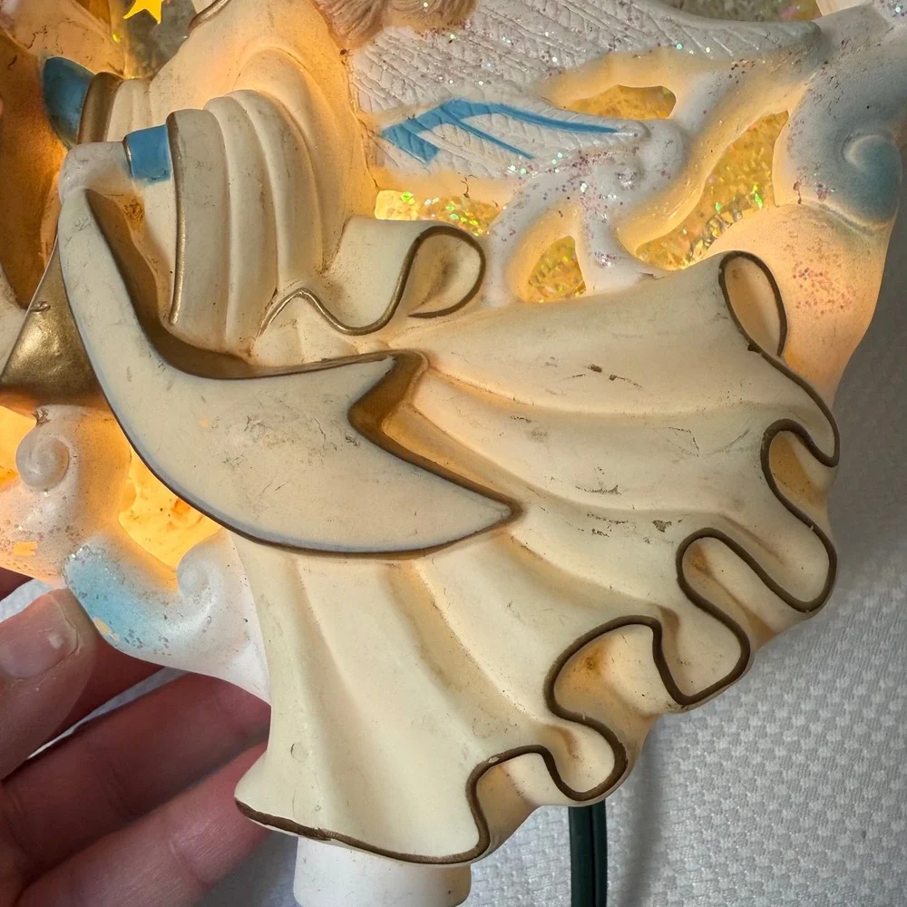 Vtg Bradford In Motion Angel Cherub Tree Topper Lighted Christmas Whimsy‎ TESTED